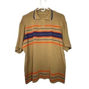 AC American Colors Polo Shirt Men’s Large Beige Knit Jones Juke Joint US Vintage